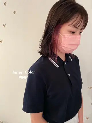 ミディアム カラー 市川 千夏のヘアスタイル