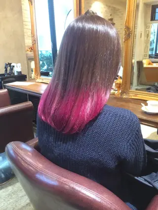 セミロング カラー サロンドミルク 原宿のヘアスタイル