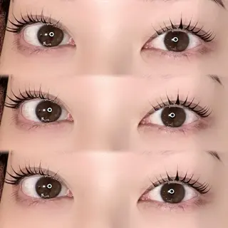 マツエク・マツパ 岩戸優奈 束感まつげ ピンク/ベージュのヘアスタイル