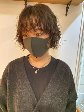 ミディアム パーマ ショート& パーマ　坂本のヘアスタイル