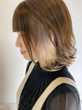 ミディアム カラー リルウヘアー 天王寺のヘアスタイル