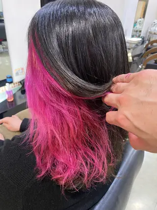 ミディアム カラー パーマ ヘアアレンジ 烏山 達也のヘアスタイル