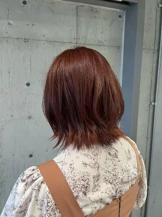 ミディアム カラー ヘアアレンジ ボブ×艶カラー 特化・リクト💥のヘアスタイル