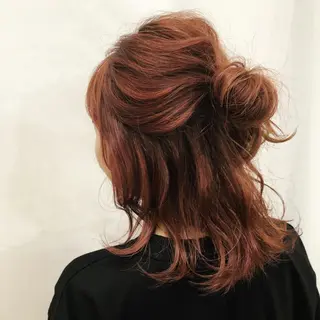 セミロング カラー パーマ ヘアアレンジ 暖色ボブ 🍊rikakoのヘアスタイル