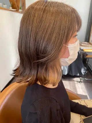 ミディアム 髪質改善×潤艶カラー ⭐️岡田崇彰のヘアスタイル