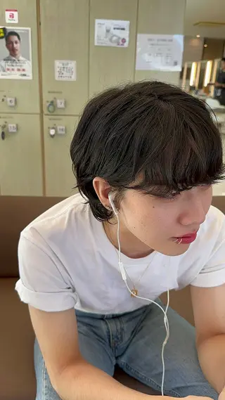 ミディアム パーマ メンズ 筑波 晃太のヘアスタイル