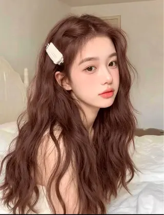 カラー 韓国風レイヤーカラー ライムのヘアスタイル