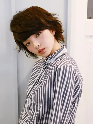 ショート パーマ 北川大輔🌟 小顔レイヤーカットのヘアスタイル
