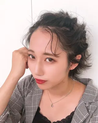 ショート ヘアアレンジ 【ピンク/韓国ヘア/ ヘアセット】亜海のヘアスタイル