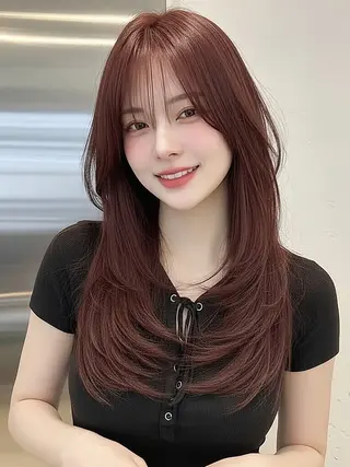 ロング カラー 莉乃/縮毛矯正/髪質 改善/艶カラーのヘアスタイル