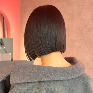 ショート カラー 山崎/ボブ縮毛矯正 レイヤー髪質改善のヘアスタイル
