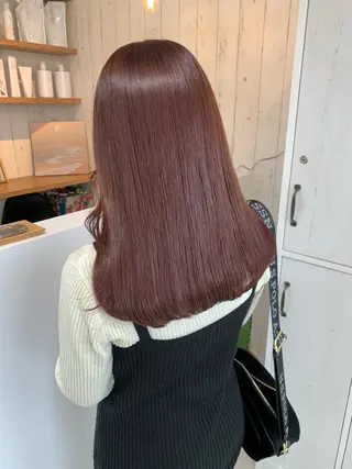 セミロング カラー 豊橋/菜月/ブリーチ /艶カラーハイトーンのヘアスタイル