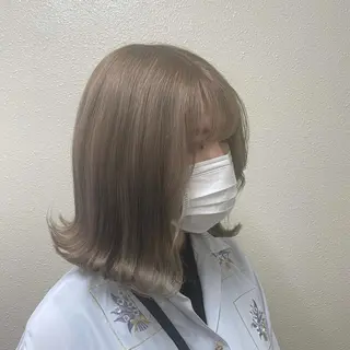 ミディアム カラー パーマ ヘアアレンジ メンズ キッズ ネイル マツエク・マツパ 切りっぱなしヘアボブ ミディアムヘアRYOのヘアスタイル