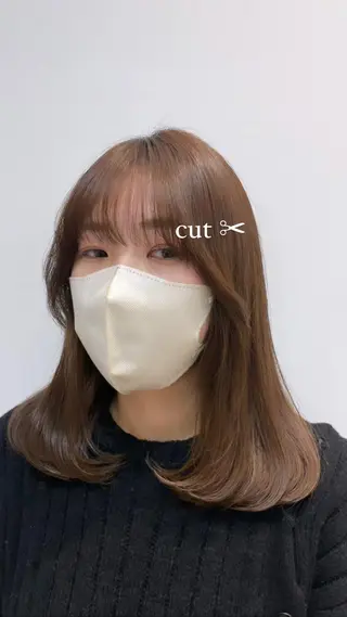 ミディアム 表参道ミディアム レイヤー山岸季生のヘアスタイル