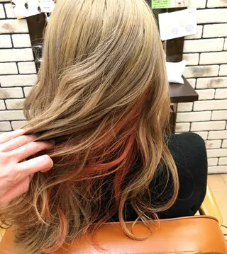 ロング カラー パーマ ヘアアレンジ 暖色ボブ 🍊rikakoのヘアスタイル