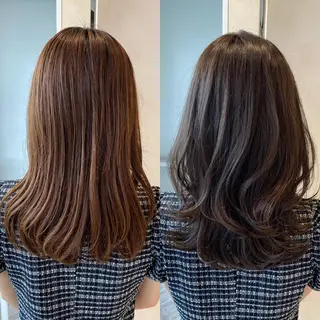 ミディアム カラー 顔まわりカット🌟 くびれヘア/寺門遥輝のヘアスタイル