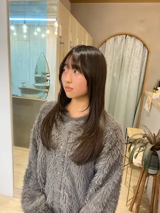 ロング カラー レイヤーボブ縮毛矯正 韓国RINAのヘアスタイル