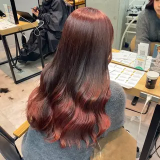 ロング 艶暖色カラー🍒 縮毛矯正ほののヘアスタイル