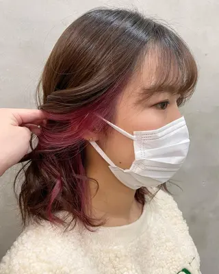 ミディアム カラー 【ピンク/韓国ヘア/ ヘアセット】亜海のヘアスタイル