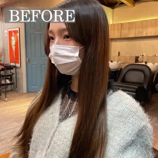 ロング カラー 顔周りカット 【オノザワリョウ】のヘアスタイル