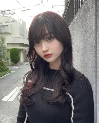 ロング カラー 顔周りカット 【オノザワリョウ】のヘアスタイル