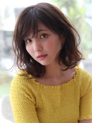 ミディアム カラー パーマ ヘアアレンジ 髪質改善/韓国風 レイヤー/田村祐樹のヘアスタイル