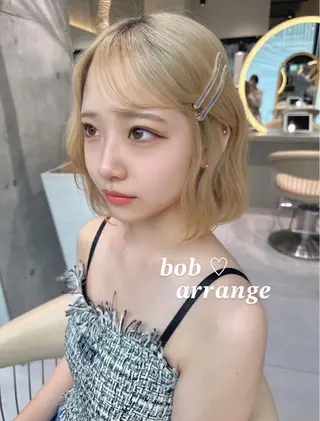 ミディアム カラー かえ🩶韓国ボブ🎀 透明感カラー🥣のヘアスタイル