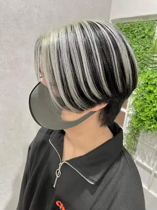 ショート カラー マンスルージュ博多店所属・バレイヤージュ& 高発色カラー/市川のヘアスタイル