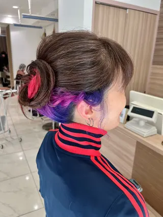 ロング カラー ヘアアレンジ 低ダメ高明度 低ダメ高明度ハイトンのヘアスタイル