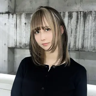 ミディアム カラー ハイトーン/ウルフ /エクステ/ましろのヘアスタイル