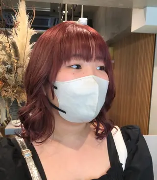 セミロング カラー ヘアアレンジ 🎀縮毛矯正.暗髪 .艶髪🩶ちひろのヘアスタイル