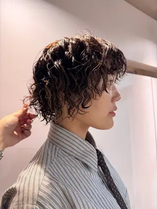 ミディアム パーマ ハイトーン/パーマ 大名 sakiのヘアスタイル