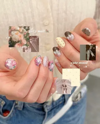 ネイル 河内花園｜YURIN 韓国ガーリー🎠のネイルデザイン