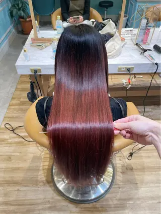 ロング 縮毛矯正 髪質改善 韓国風レイヤー 吉田のヘアスタイル