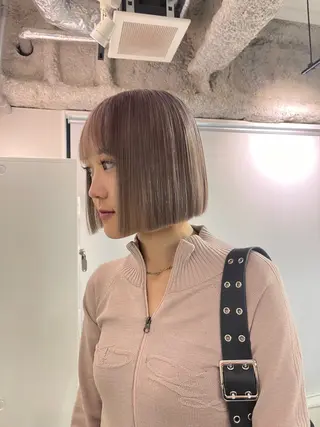 ショート カラー ハイトーン&髪質改善 &韓国エクステ🤎のヘアスタイル