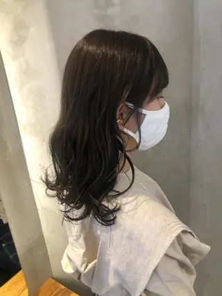 セミロング カラー パーマ ヘアアレンジ 顔周りカット・相談 レイヤーも◎しずくのヘアスタイル