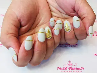 ネイル ネイルリボン 受付スタッフのネイルデザイン