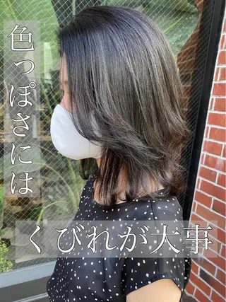 ミディアム 髪質改善、縮毛矯正 酸性縮毛矯正のヘアスタイル