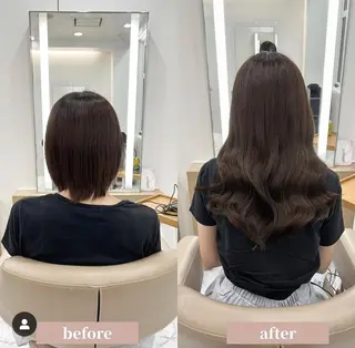 セミロング カラーとエクステ 🌟エクステのヘアスタイル