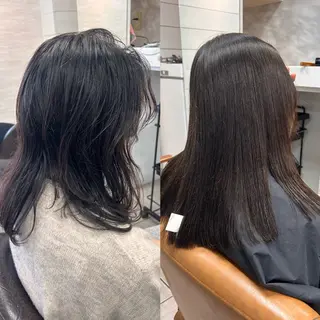 ミディアム カラー パーマ ヘアアレンジ インナー×縮毛矯正 ピンクカラー澤井里菜のヘアスタイル