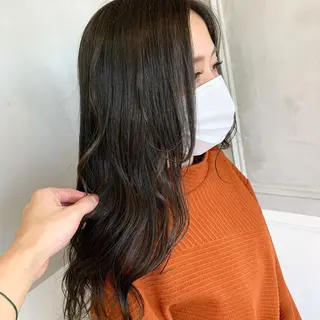 ロング オリーブ カラー✨有坂映哉のヘアスタイル