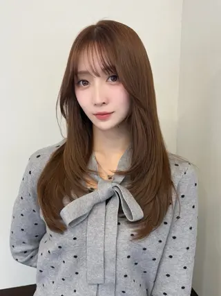 セミロング カラー 韓国×髪質改善カラー 💎hinaのヘアスタイル