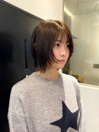 ミディアム 須藤 優真 切りっぱなしボブのヘアスタイル