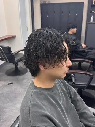 ミディアム パーマ メンズ 柏メンズカットパーマ NO.1タイチのヘアスタイル