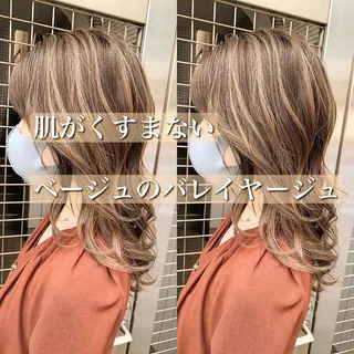 ロング カラー ヘアアレンジ 白髪ぼかしハイライト 茗荷谷駅徒歩2分のヘアスタイル