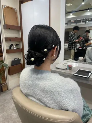 セミロング ヘアアレンジ 韓国風パーマ/ヘア セット/店長みづきのヘアスタイル