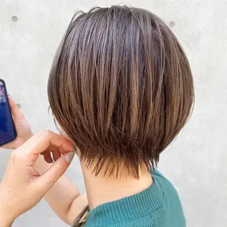 ショート 透け感×顔まわり デザイン✂︎吉田のヘアスタイル