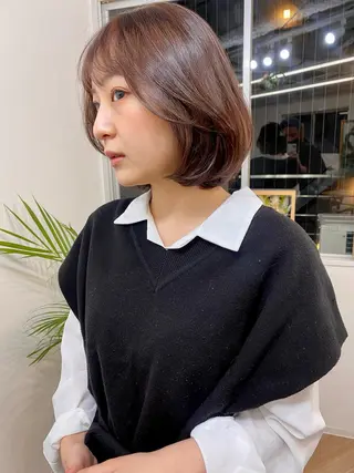 ショート カラー ヘアアレンジ メンズ キッズ ネイル マツエク・マツパ アイブロウ 韓国風×透明感カラー 髪質改善オタベシンヤのヘアスタイル