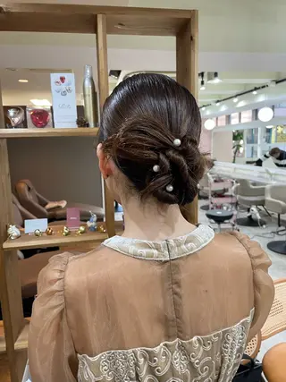 セミロング ヘアアレンジ 韓国風パーマ/ヘア セット/店長みづきのヘアスタイル