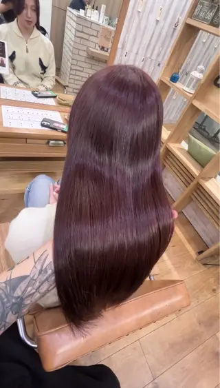ロング カラー 赤みゼロカラー 藤並純のヘアスタイル